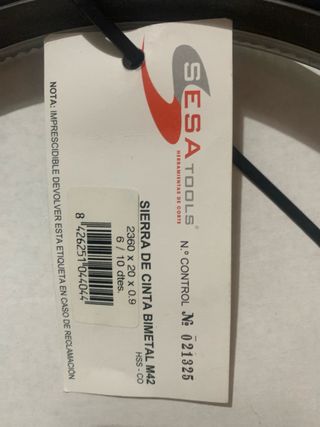 Sierra cinta DESARROLLO 2360x20x0.9