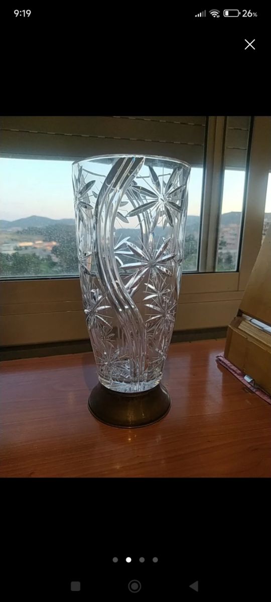 Jarrón + Centro de cristal tallado vintage