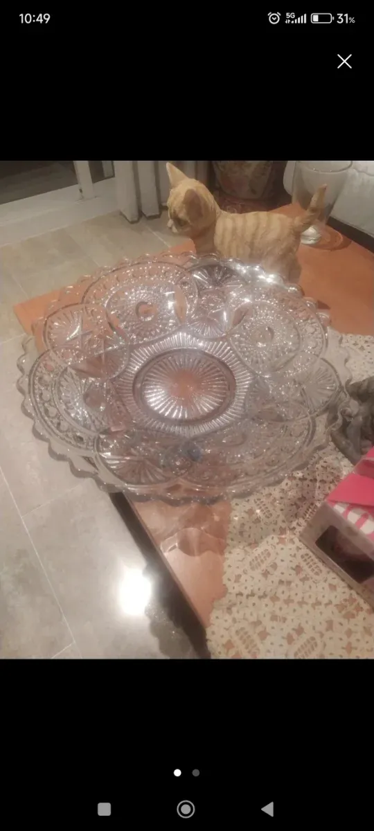 Jarrón + Centro de cristal tallado vintage