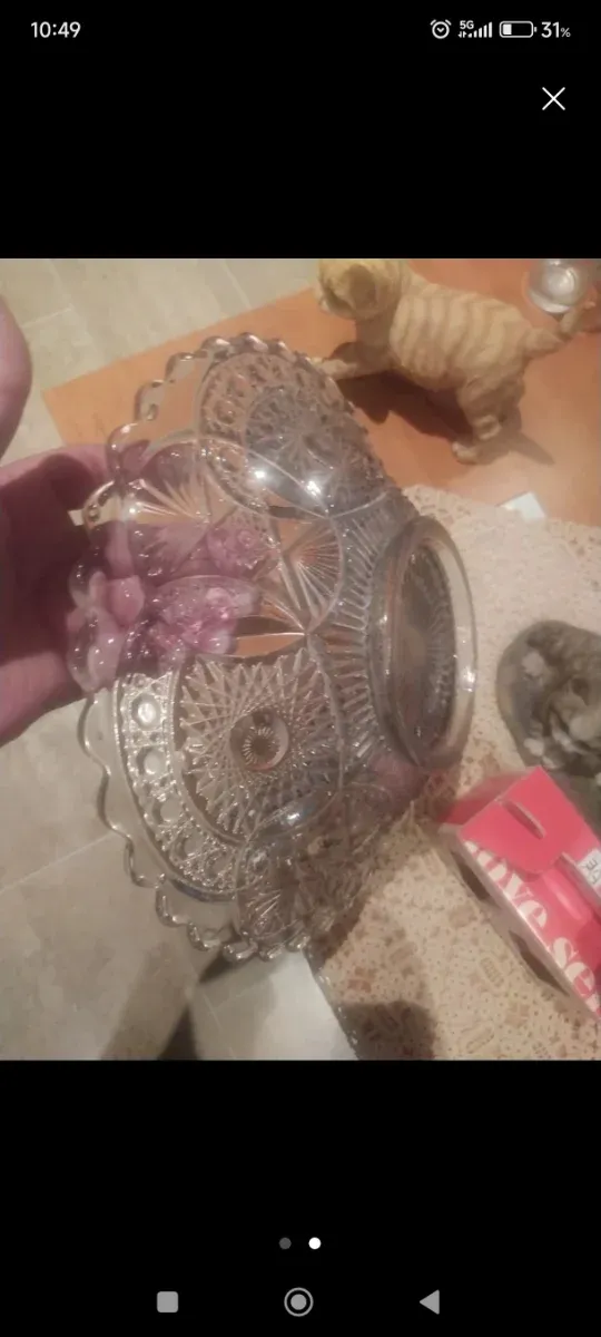 Jarrón + Centro de cristal tallado vintage