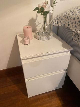 Comodino bianco 2 cassetti