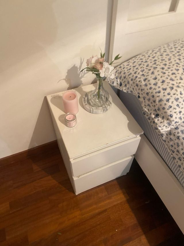 Comodino bianco 2 cassetti