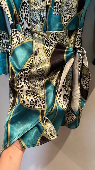 Vestido camisero satinado M multicolor