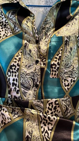 Vestido camisero satinado M multicolor