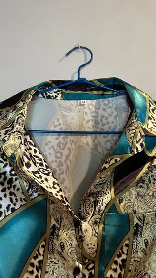 Vestido camisero satinado M multicolor