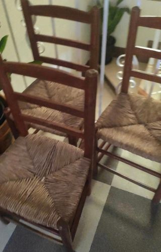 2 Sillas mimbre madera vintage