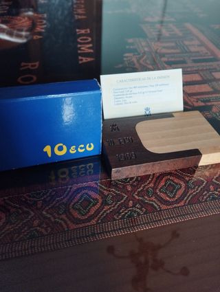 Caja vacía y certificado de 10 ecus oro 

