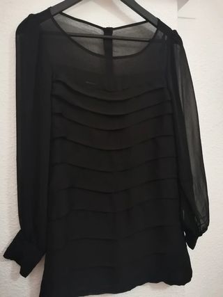 Vestido Negro Blanco Elegante
