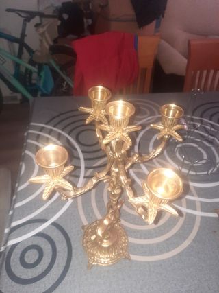 Candelabros dorados metal - pareja