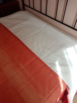 Edredón cama matrimonio naranja-verde