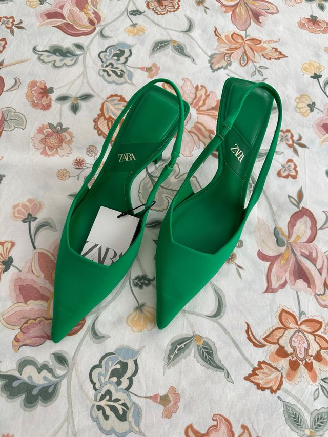 Zapato Tacón Zapatos Verdes Zara Zapato Destalonado Zapato Verde