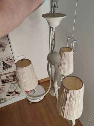 Lámpara y dos lamparitas de dormitorio beige - Mod