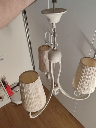 Lámpara y dos lamparitas de dormitorio beige - Mod