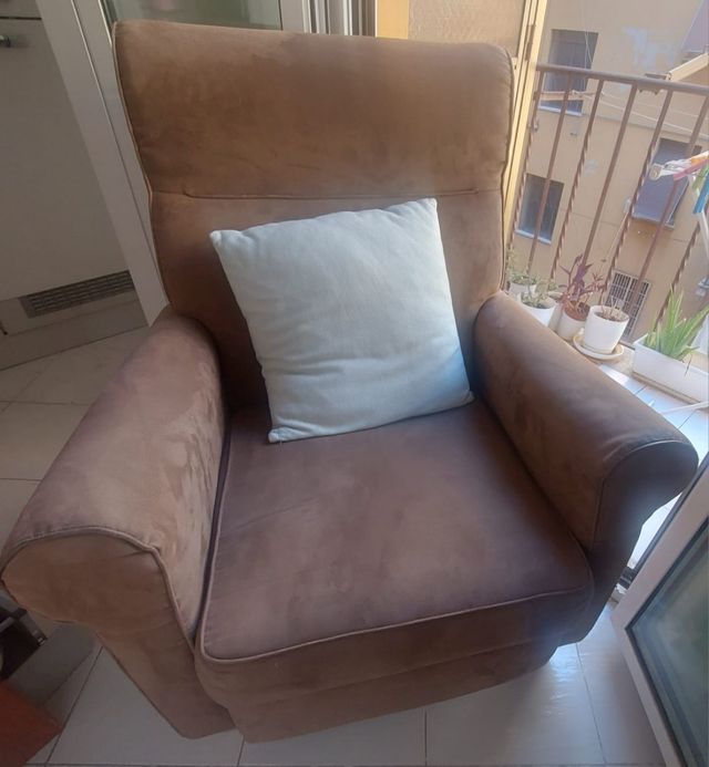 Poltrona relax in alcantara marrone