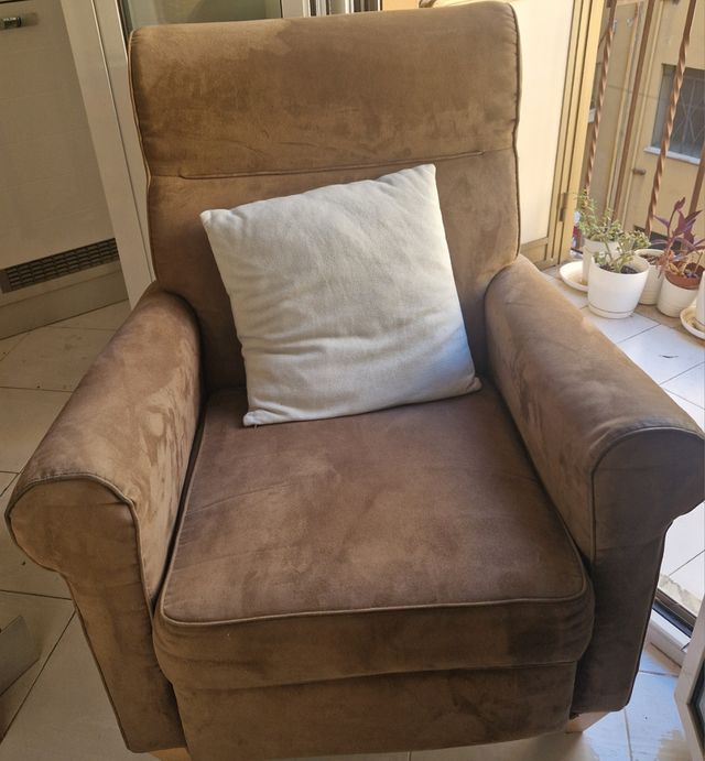 Poltrona relax in alcantara marrone