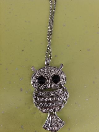 Colgante búho plata blanco