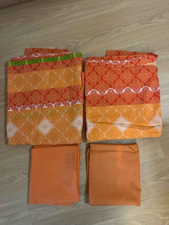 Fodera nordica per letto 90 - cotone - arancione e rossa