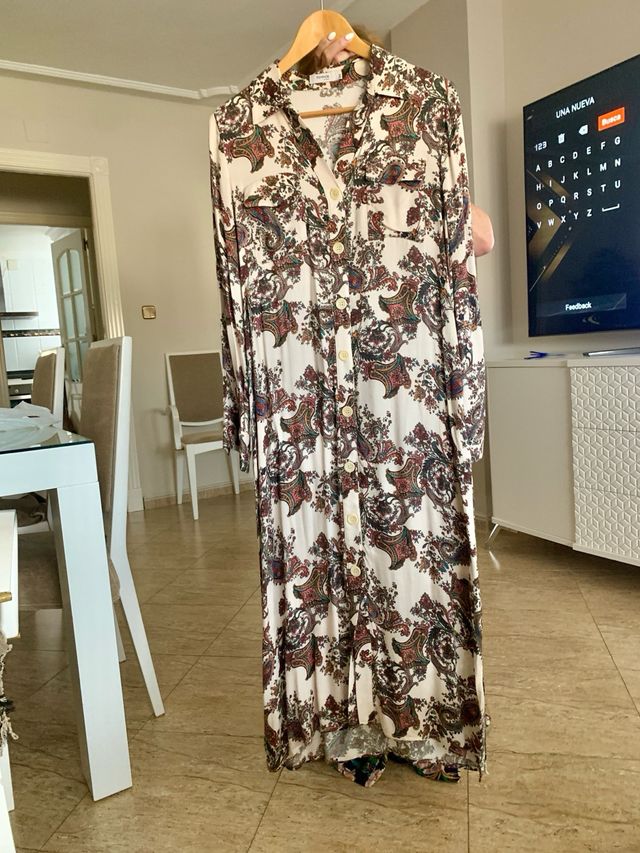 Vestido camisero largo estampado