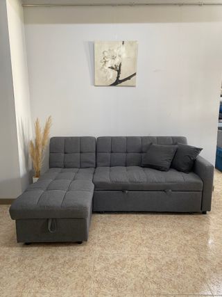 Sofá cama chaise longue gris