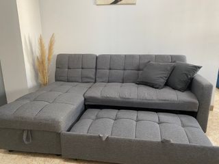 Sofá cama chaise longue gris