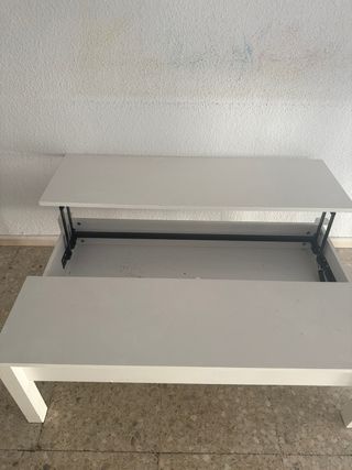 Mesa centro elevable blanca.Se eleva