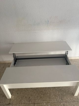 Mesa centro elevable blanca.Se eleva