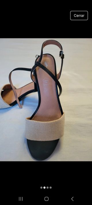 Zapatos tacón bajo beige-negro