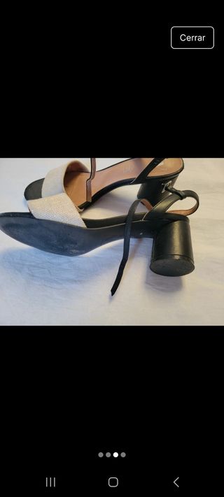 Zapatos tacón bajo beige-negro