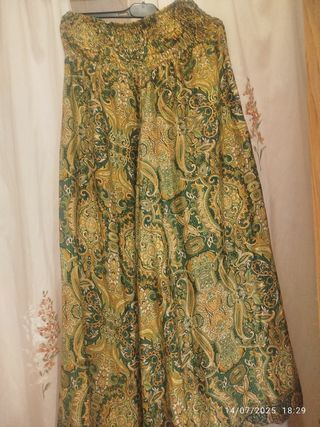 Pantalón falda & blusa - Verde dorado