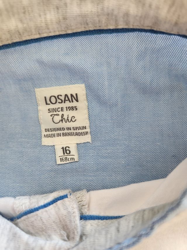Polo Losan blanco cuello mao c/ botones