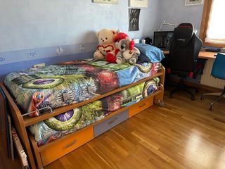 Cama nido juvenil madera maciza cajones