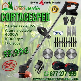 Cortacesped 36V + Desbrozadora - 2 Baterias