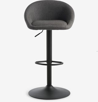 Sgabelli alti regolabili in acciaio nero e tessuto grigio