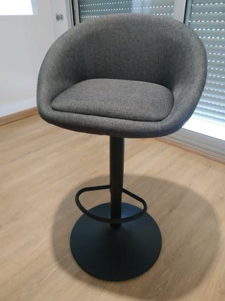 Sgabelli alti regolabili in acciaio nero e tessuto grigio