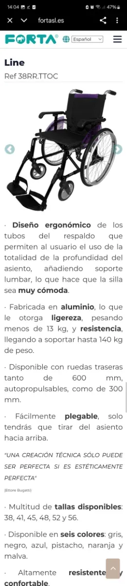 Silla de ruedas Plegable