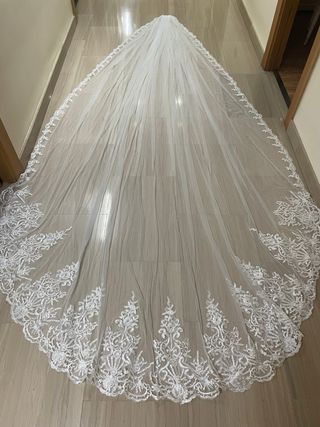 Velo novia blanco - encaje