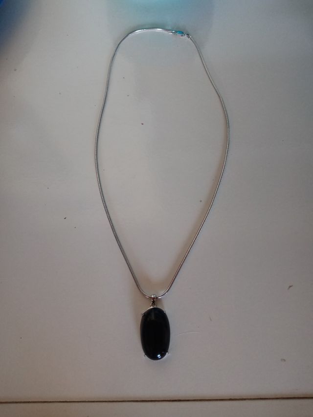 Colgante plata negra ovalado