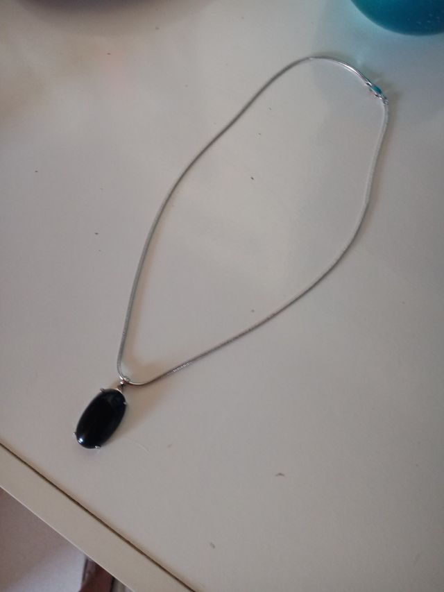 Colgante plata negra ovalado