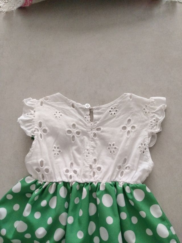 Vestito bimba pois verde bianco