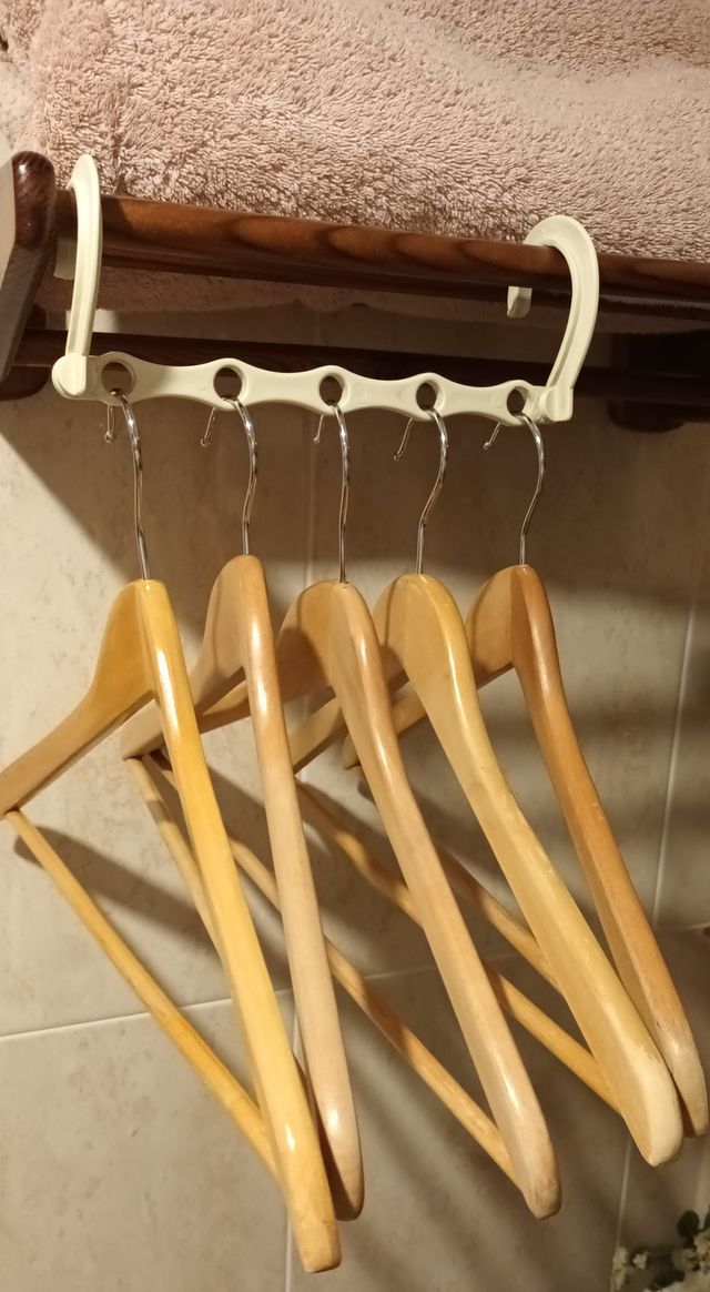 Colgador abatible y 6 colgadores dobles perchas