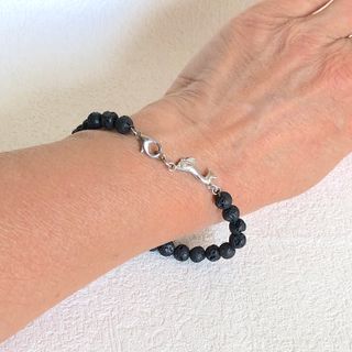 Bracciale Lava Dolphin - Nero Argento