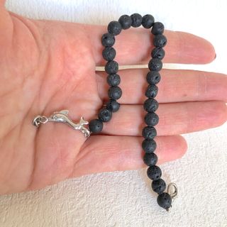 Bracciale Lava Dolphin - Nero Argento