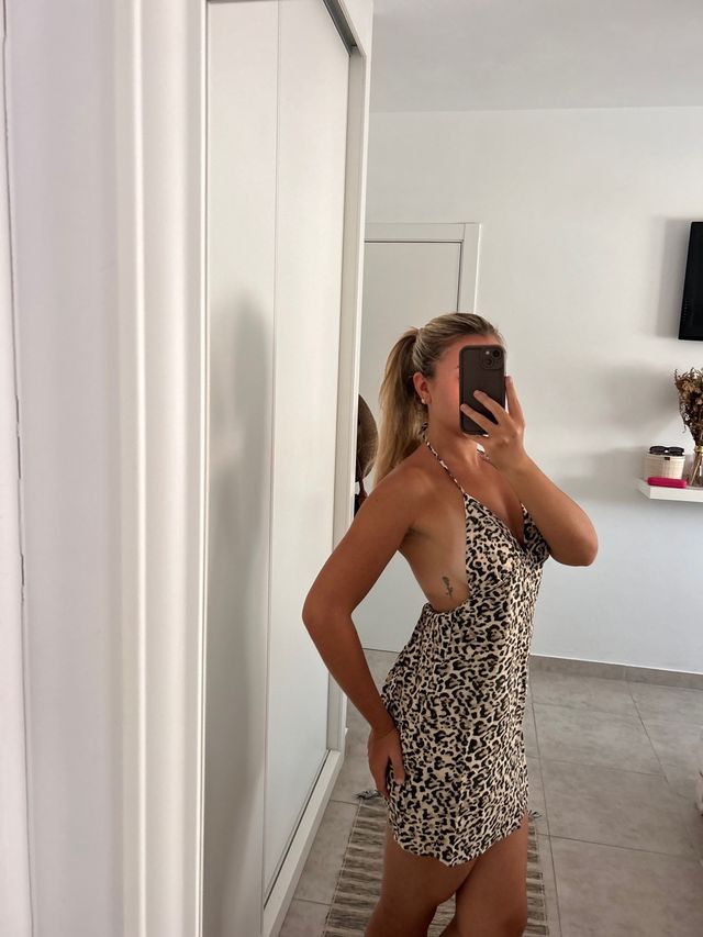 Vestido mini leopardo - beige
