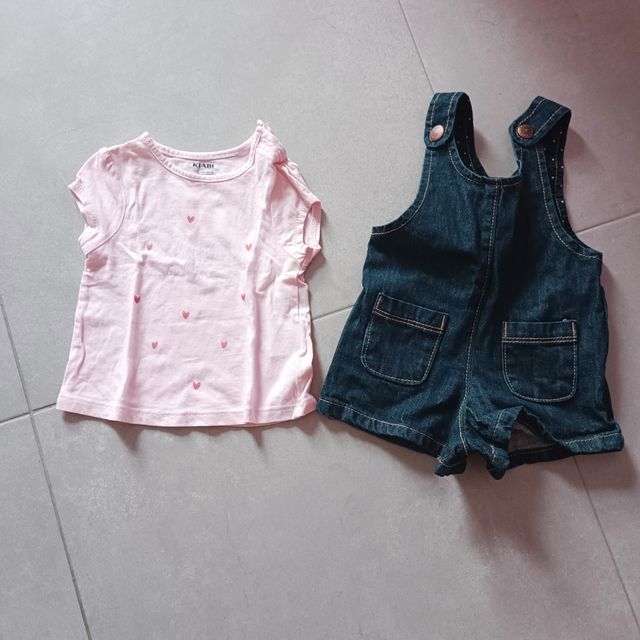 Conjunto bebé: camiseta y peto