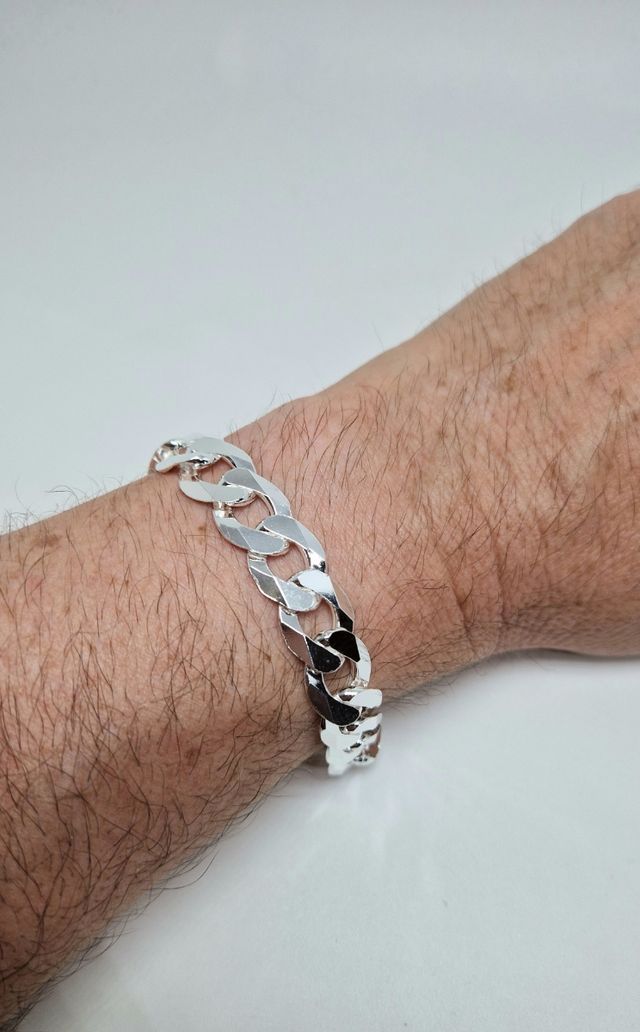 Pulsera de plata - Cadena barbada