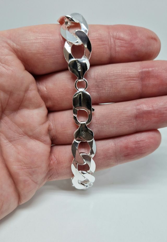 Pulsera de plata - Cadena barbada