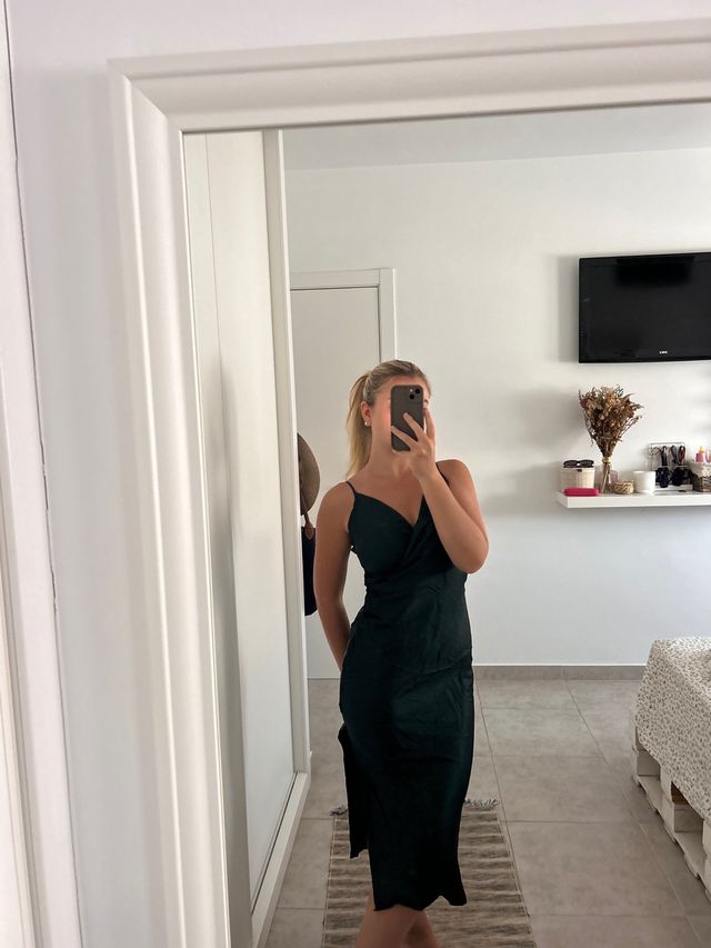 Vestido midi Zara verde zara