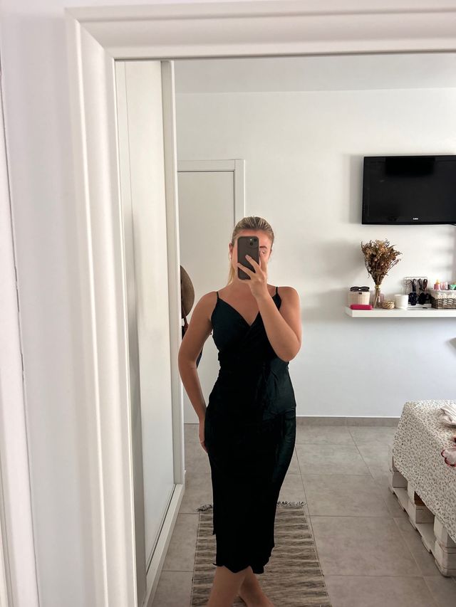 Vestido midi Zara verde zara