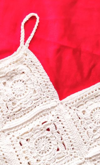 Vestido crochet blanco + kimono talla S