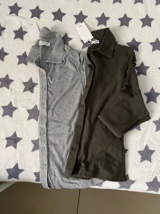 2 Camisetas Mango con etiquetas - Gris & Verde